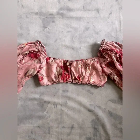 ZIMMERMANN Cassia Floral-Print Linen Cropped Top - Picture 3 of 9